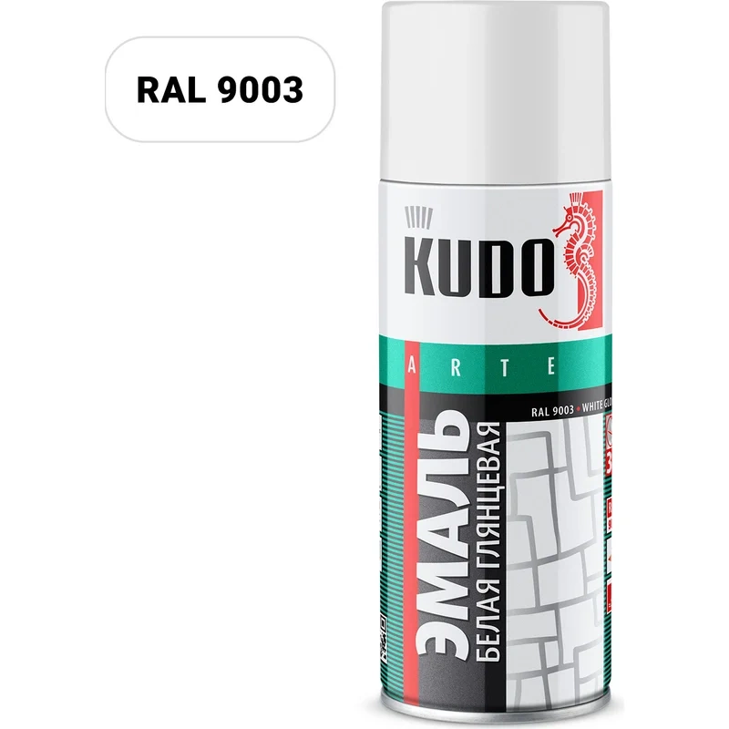 Краска аэразоль Белая Глянцевая 520 мл "KUDO" KU-1001
