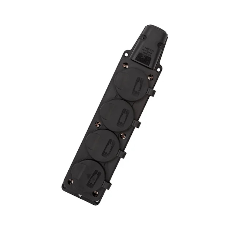 Колодка BEMIS BK1-1402-2614 4 гнезда с з/к каучуковая 220В 16А, IP54, черная