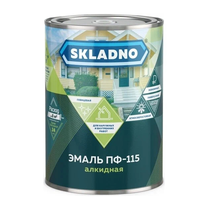 Эмаль черная ПФ-115 SKLADNO 0,8 кг
