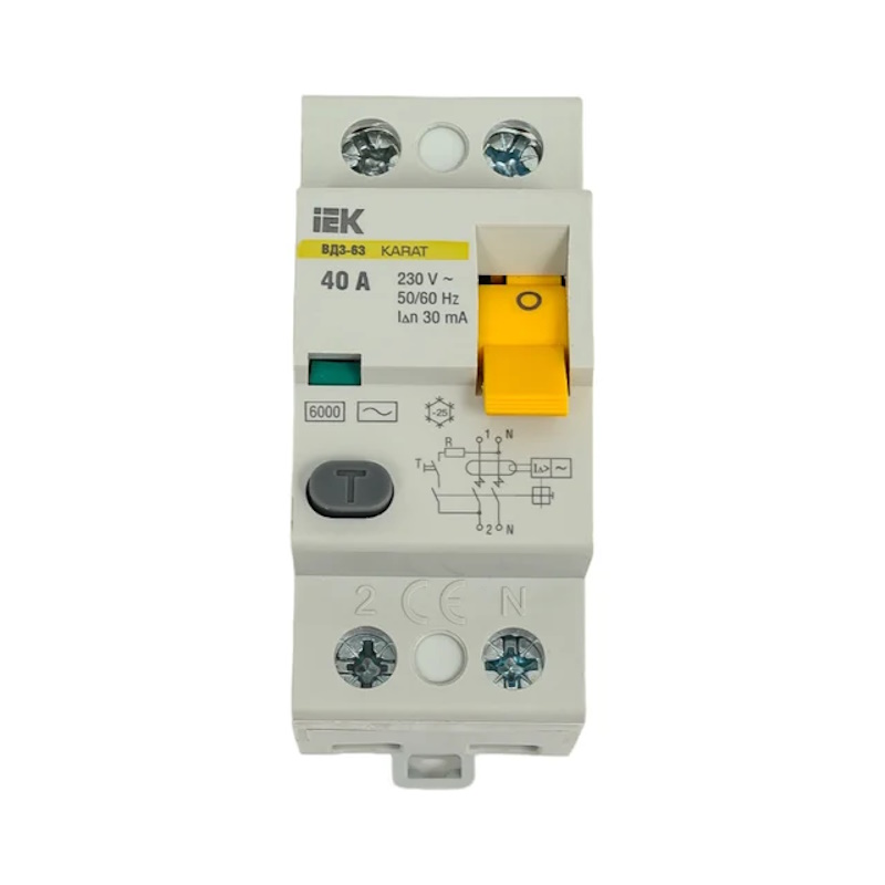 Автомат УЗО 2п 40А 30мА тип AC ВД1-63 IEK MDV10-2-040-030