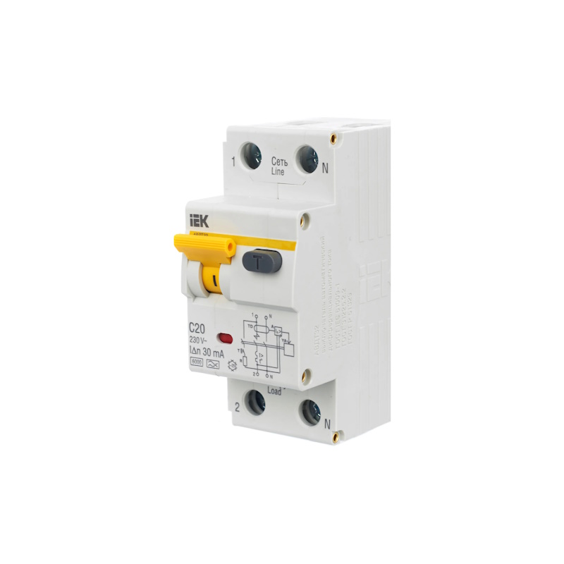 Автомат дифференциальный 2п 20А 30мА тип А 6кА IEK MAD22-5-020-C-30