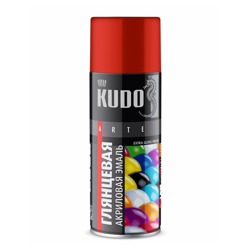 Краска аэразоль Красная Глянцевая 520 мл KUDO KU-A3020