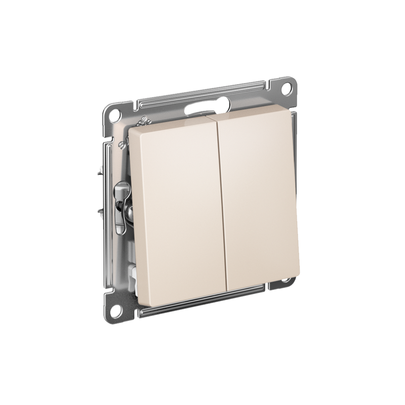 AtlasDesign Systeme Electric Бежевый 2-клавишный Выключатель, сх.5, 10АХ, механизм