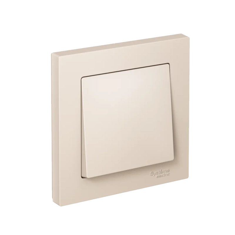AtlasDesign Systeme Electric Бежевый 1-клавишный Выключатель сх.1, 10АХ, (в сборе с рамкой)