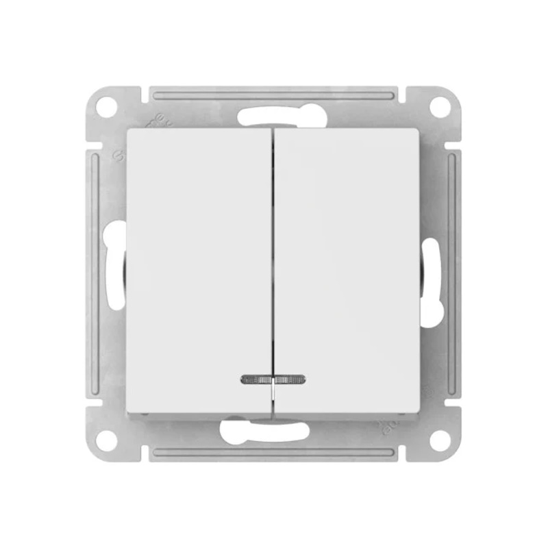 AtlasDesign Systeme Electric Белый 2-клавишный Выключатель с подсветкой, сх.5а, 10АХ