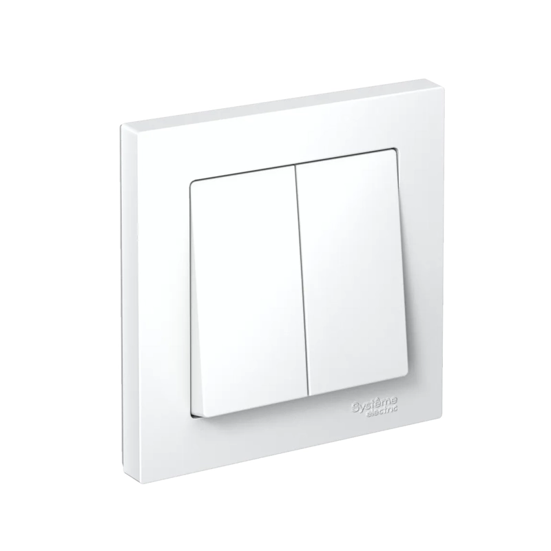 AtlasDesign Systeme Electric Белый Выключатель 2-кл. сх.5, 10АХ, (в сборе с рамкой)