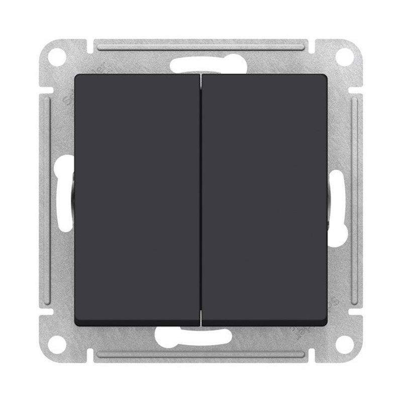 AtlasDesign Systeme Electric Карбон 2-клавишный Выключатель. сх.5, 10АХ