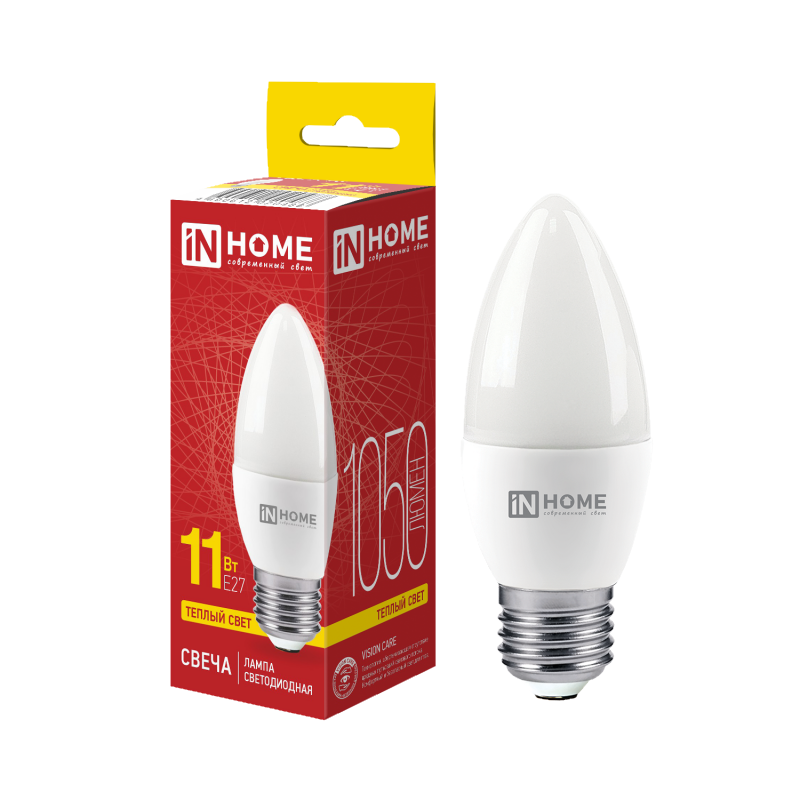 Лампа светодиодная LED-СВЕЧА-VC 11Вт 230В Е27 3000К 1050Лм IN HOME