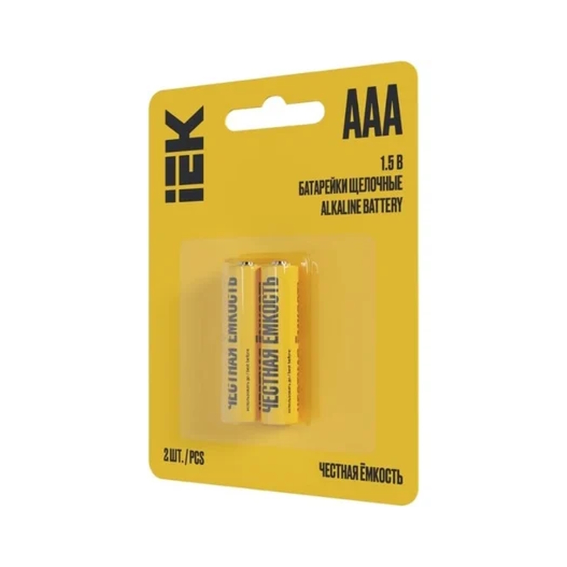 Батарейка щелочная Alkaline LR03/AAA блистер 2 шт IEK