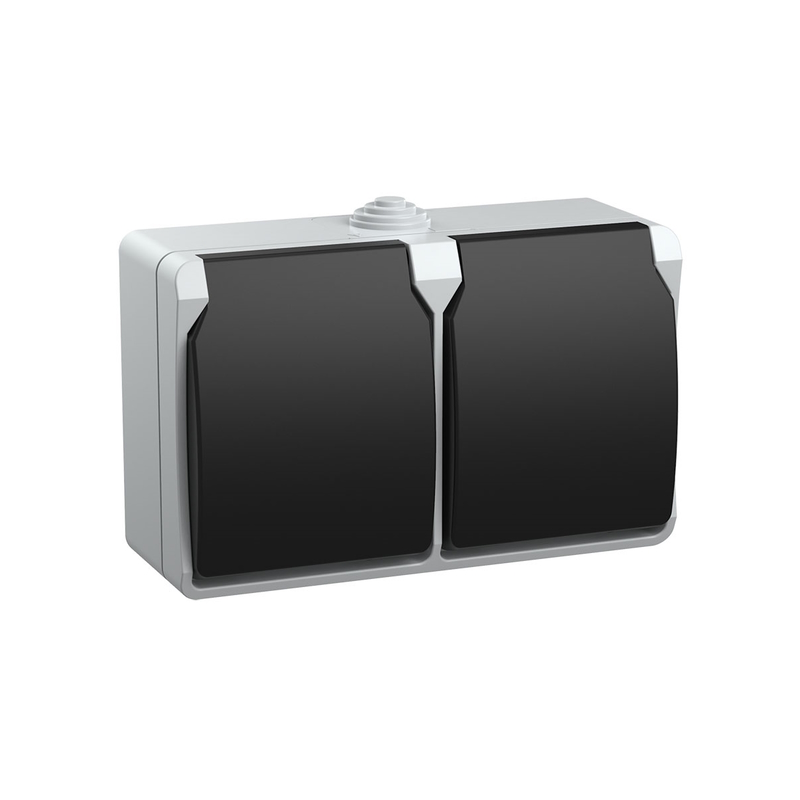 Розетка накладная с зазем. с крышкой 2 гнезда IP54 ФОРС