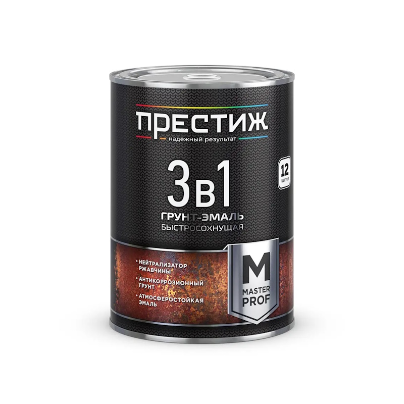 Грунт-эмаль по ржавчине 3 в 1 быстросохнущая Белая 0.9 кг ПРЕСТИЖ
