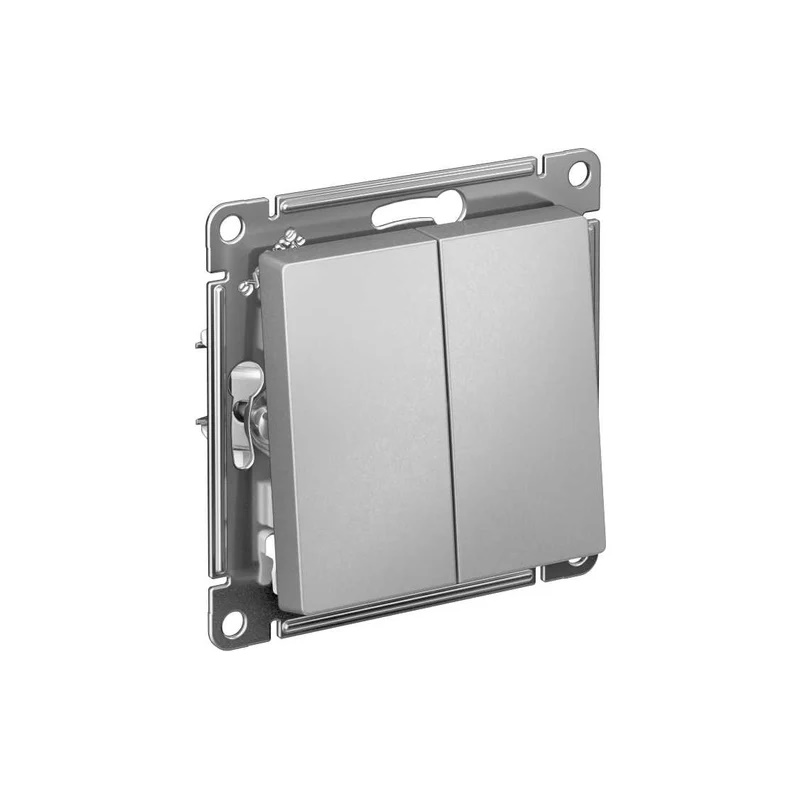 AtlasDesign Systeme Electric Алюминий 2-клавишный Выключатель, сх.5, 10АХ, механизм