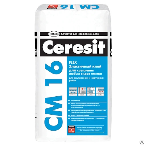 Плиточный клей для плитки и керамогранита 25 кг Ceresit CM16