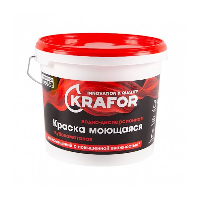 Краска водо-дисперсионная глубокоматов. моющаяся 6,5 кг Krafor