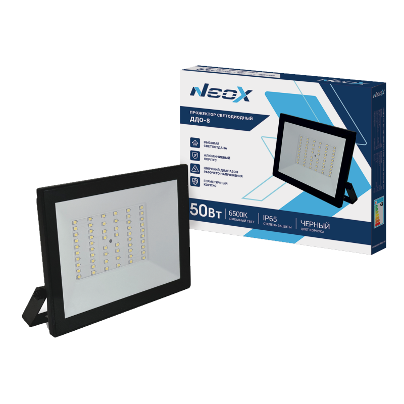 Прожектор светодиодный ДДО-8 50Вт 230В 6500К 5000Лм 100лм/Вт IP65 черный NEOX