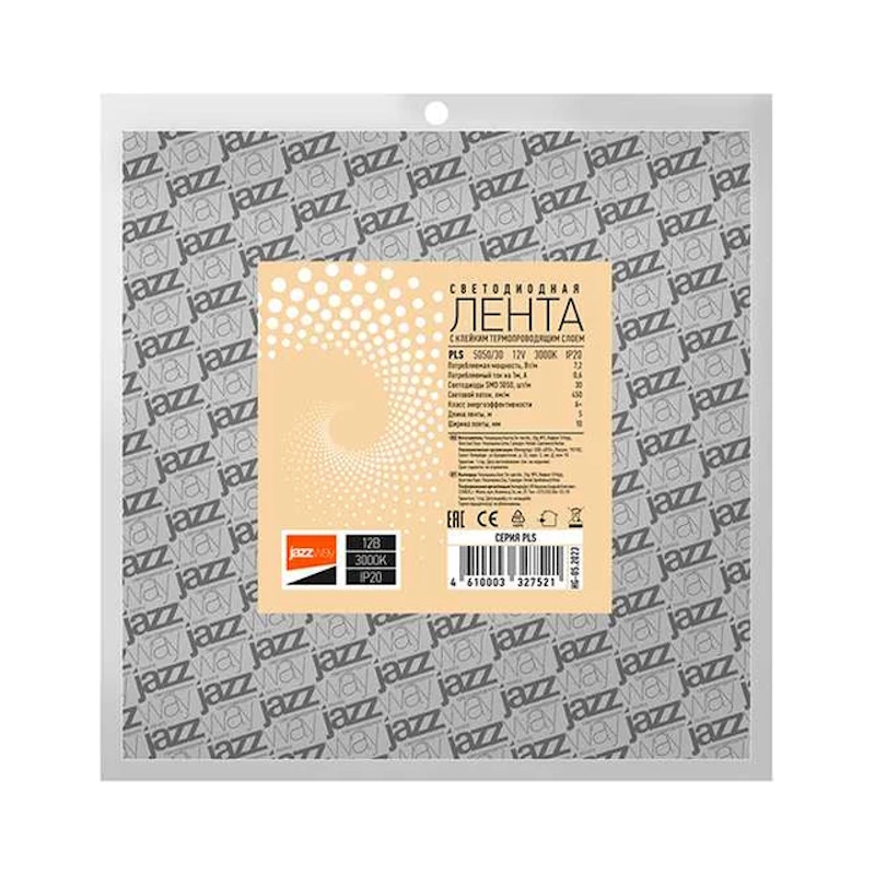 Лента светодиодная 7.2Вт/м 12В 3000К теплый белый IP20 30 LED/м 5м JazzWay