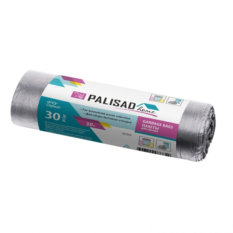 Пакеты для мусора 30 л x 30 шт. серые, Home// Palisad