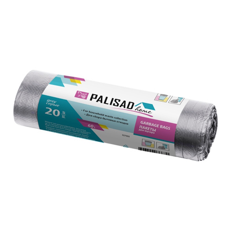 Пакеты для мусора 60 л x 20 шт. серые, Home// Palisad